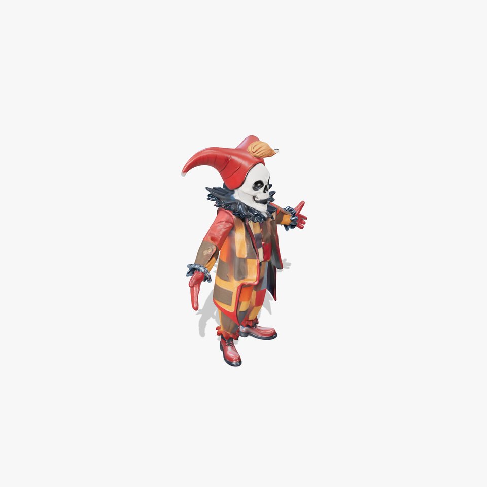 Jester Skull Character Model Rigged and Animated